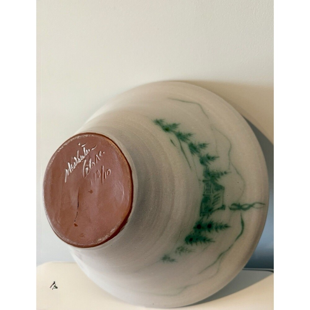 McWhirter Pottery NC Red Ware Bowl Mtn Cabin Vtg Folk Art Beautiful Studio 11.5x - Picture 4 of 16
